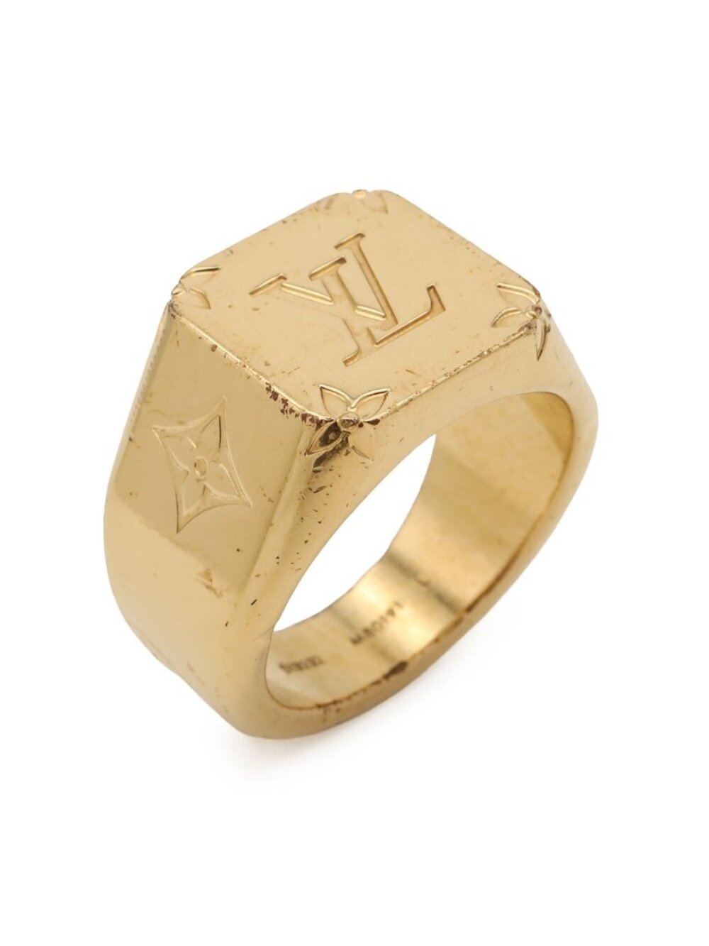Louis Vuitton Signet Ring Monogram L JP Gold Plated